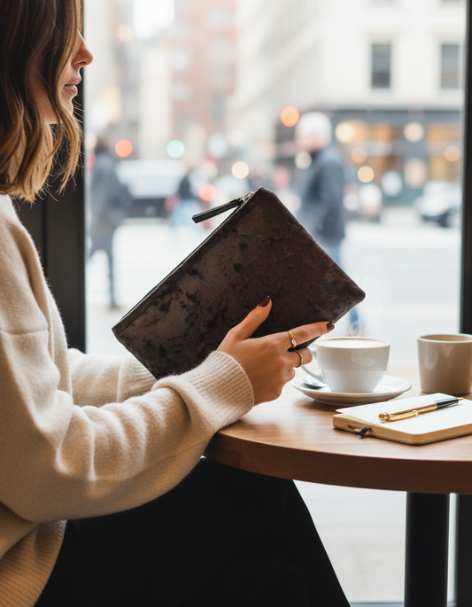 Brown Crushed Clutch