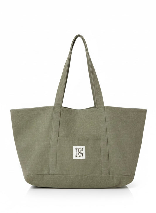 All-In stone-washed canvas bag dusty olive durable everyday bag with spacious interior, handmade made in Turkey