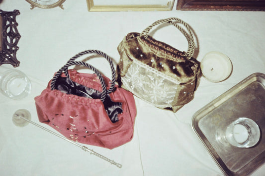 Mini burgundy velvet bag handmade in Turkey by Esra Kayıra