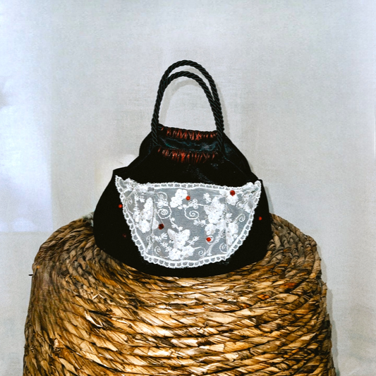 Mini velvet black bag handmade in Turkey by Esra Kayıra