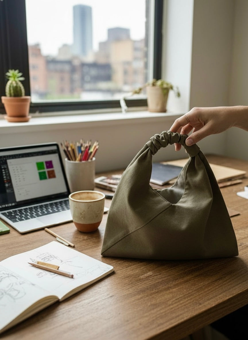 Olive Green Origami Bag - Mini