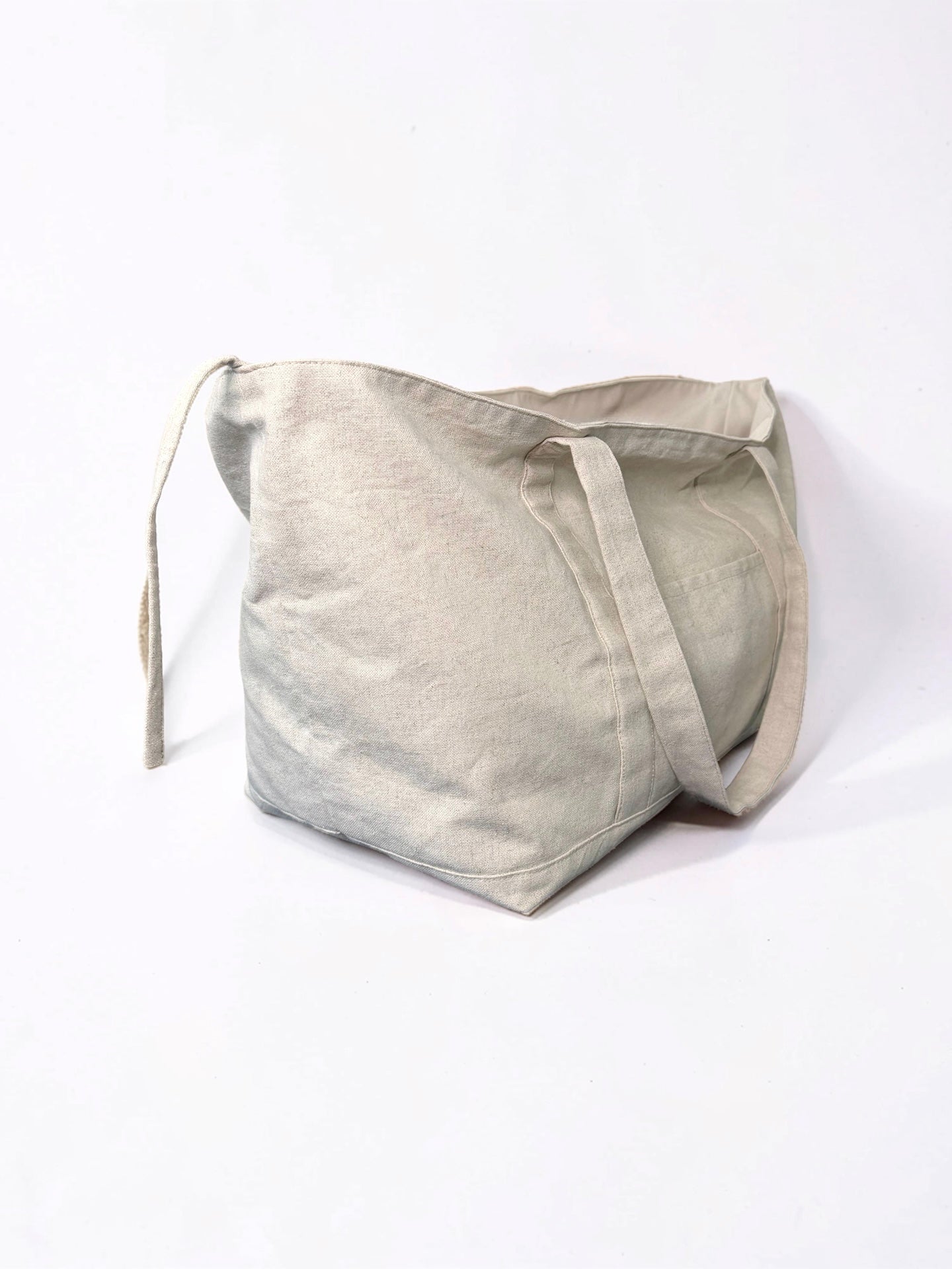 All-In linen bag stone color, durable everyday bag with spacious interior, handmade made in Turkey