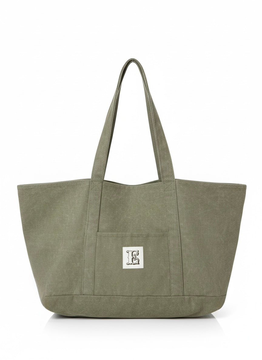 All-In stone-washed canvas bag dusty olive durable everyday bag with spacious interior, handmade made in Turkey