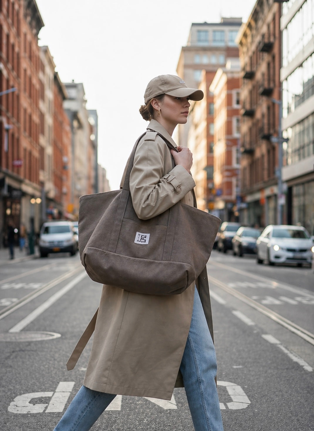 All-In stone-washed canvas bag taupe durable everyday bag with spacious interior