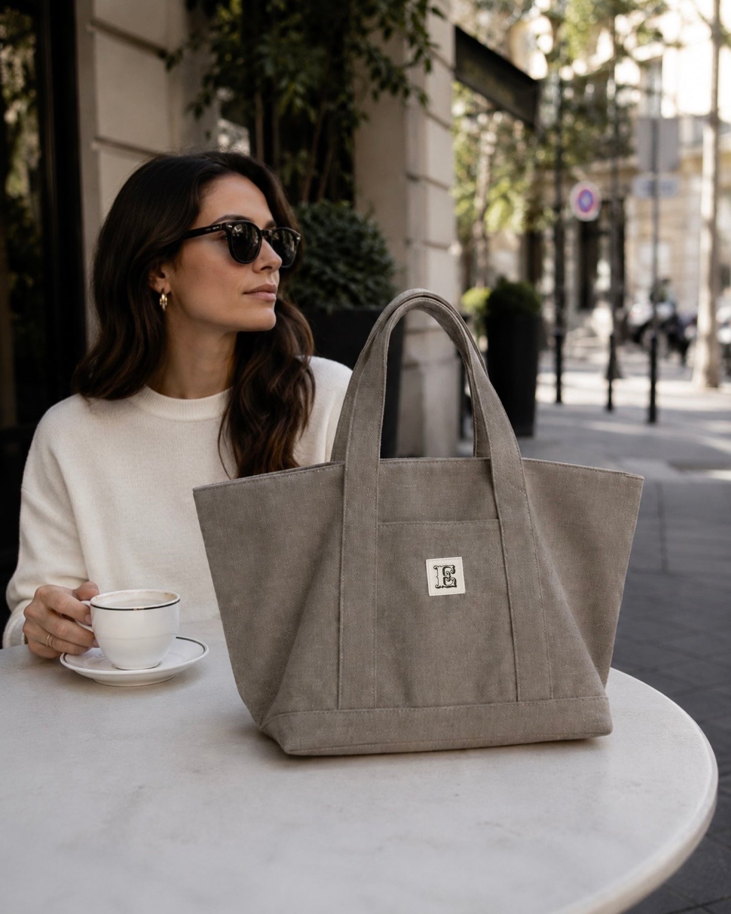 All-In stone-washed canvas bag taupe durable everyday bag with spacious interior - small