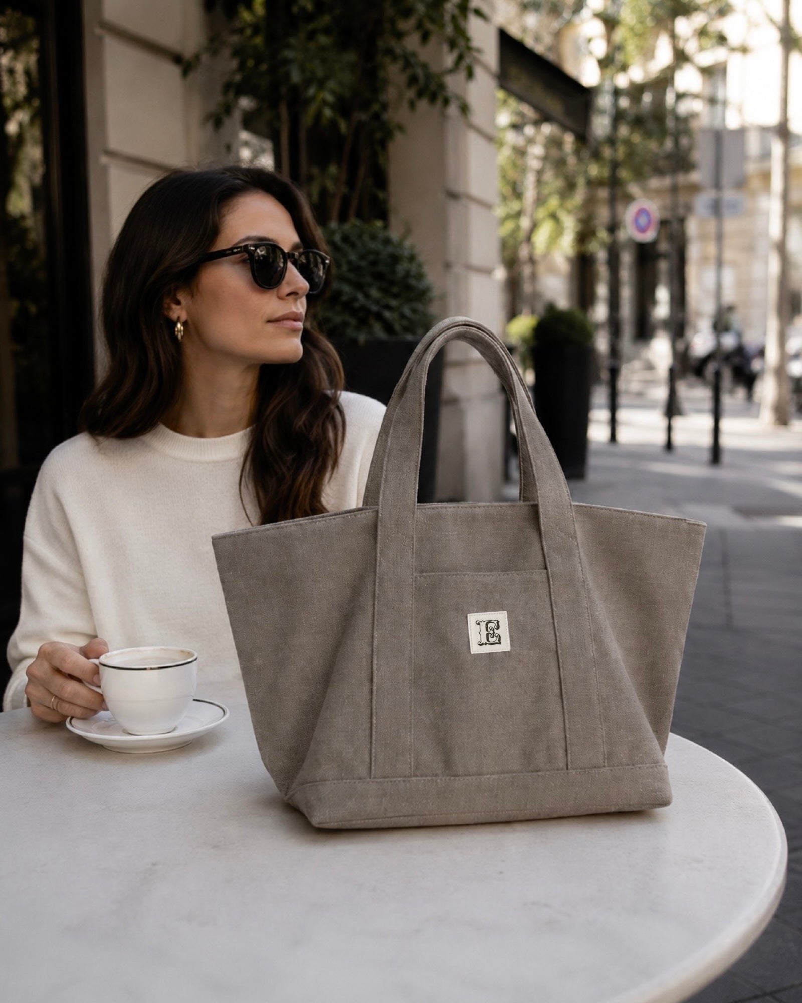 All-In stone-washed canvas bag taupe durable everyday bag with spacious interior - small