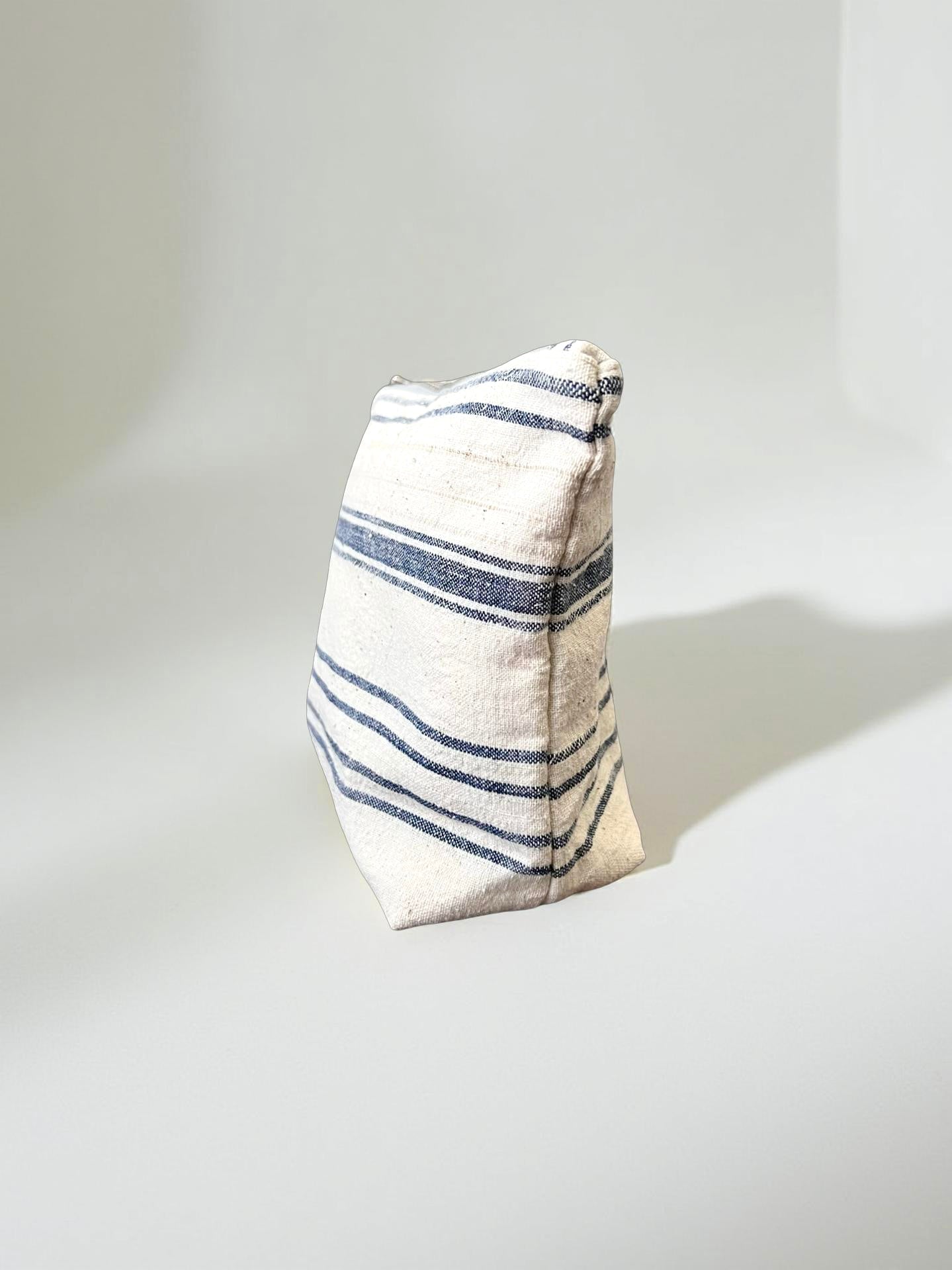 Blue, white striped Kandıra fabric clutch handmade in Turkey by Esra Kayıra brand
