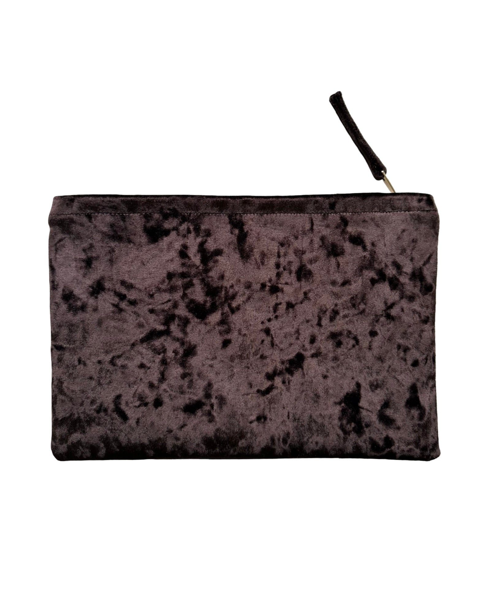 Brown crushed velvet clutch handmade in Turkey by Esra Kayıra brand.