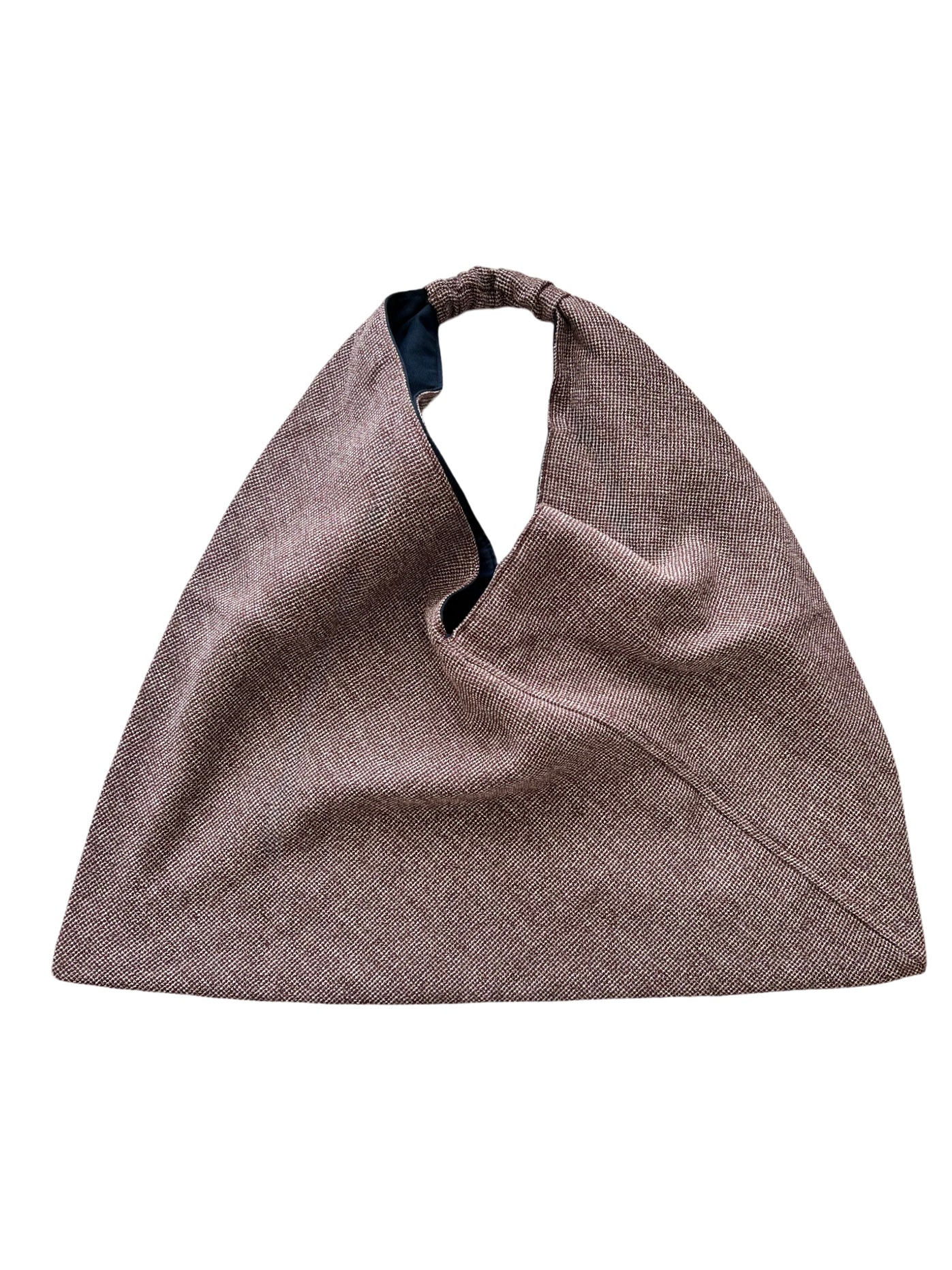 Burgundy/white linen/cotton large origami bag handmade in Turkey, Esra Kayira brand.