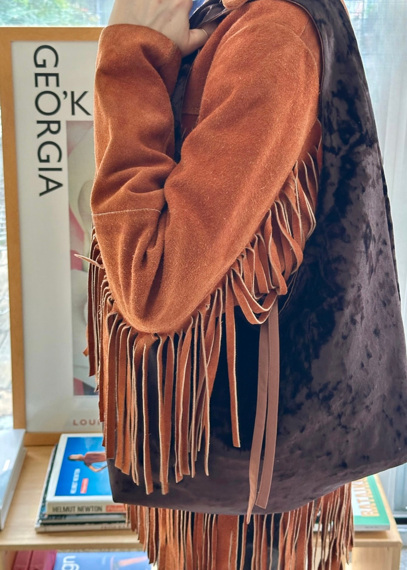 Dark brown crushed velvet over the shoulder bag handmade in Turkey, Esra Kayira brand.