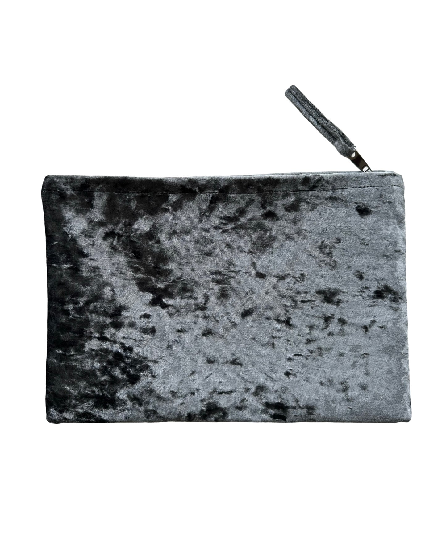 Gray crushed velvet clutch handmade in Turkey by Esra Kayıra brand.

