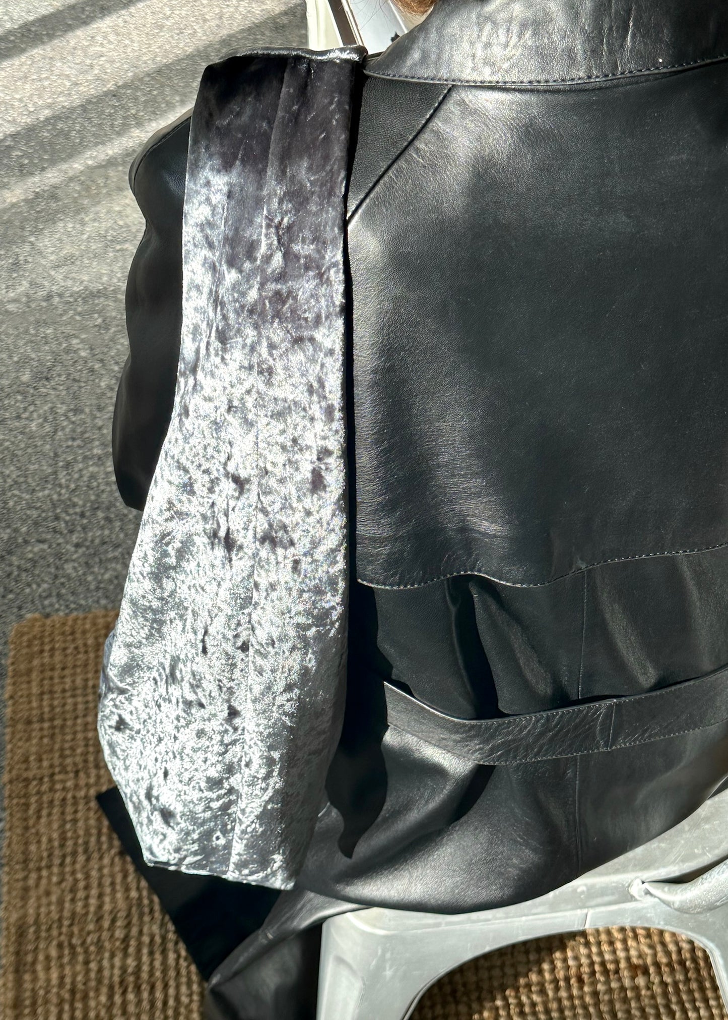 Gray crushed velvet over the shoulder bag handmade in Turkey, Esra Kayira brand.