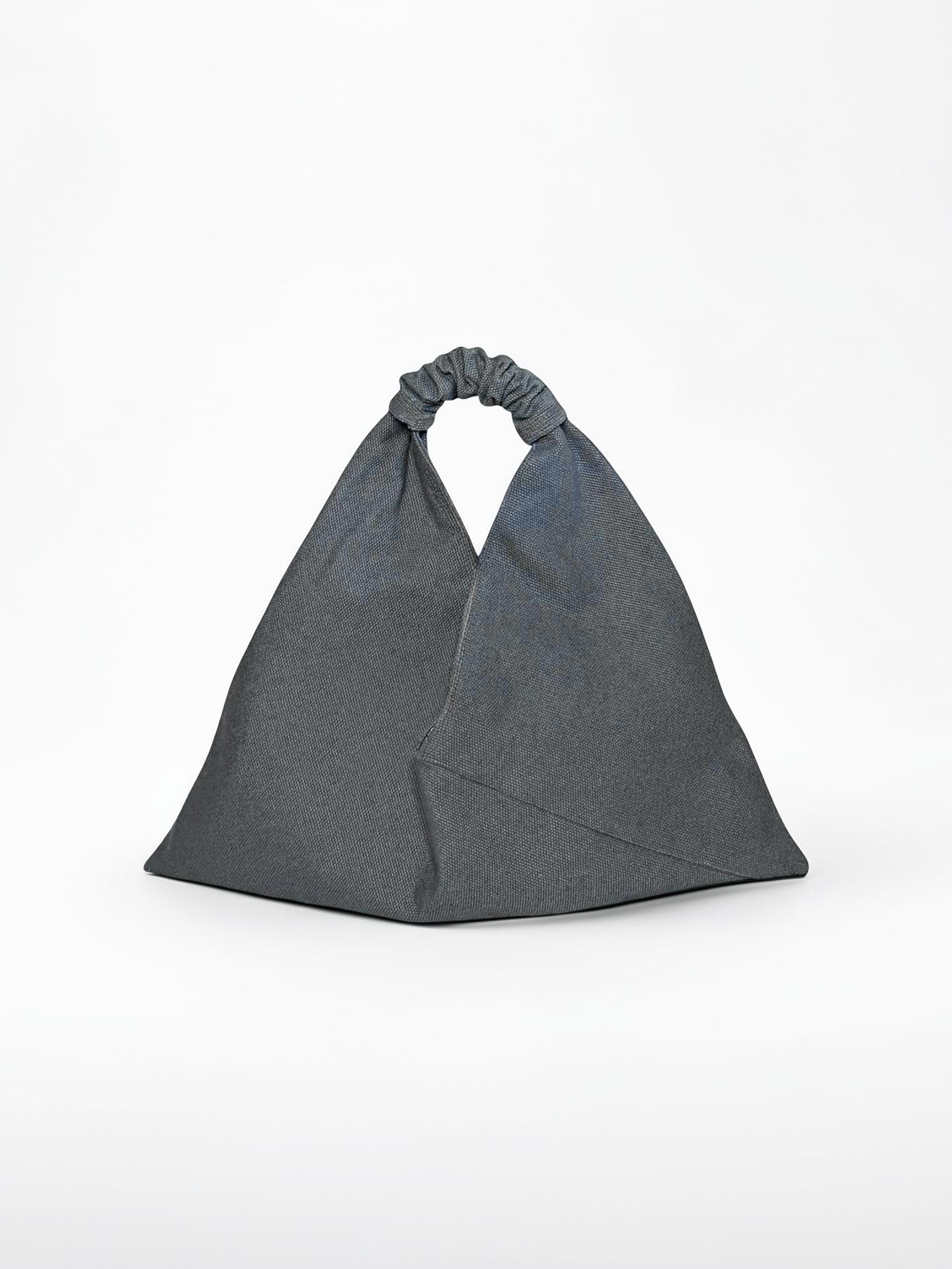 Gray, mini size canvas origami bag handmade in Turkey, by Esra Kayira brand. 