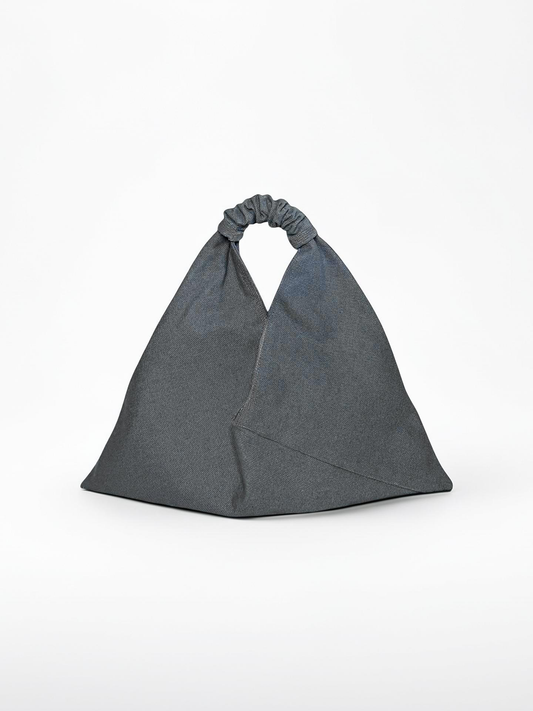 Gray, mini size canvas origami bag handmade in Turkey, by Esra Kayira brand. 