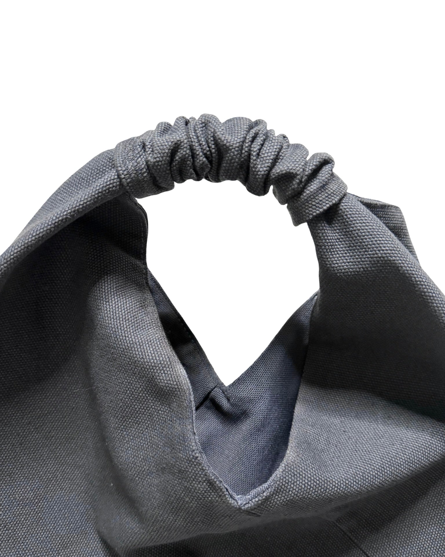 Gray, mini size canvas origami bag handmade in Turkey, detail, by Esra Kayira brand. 
