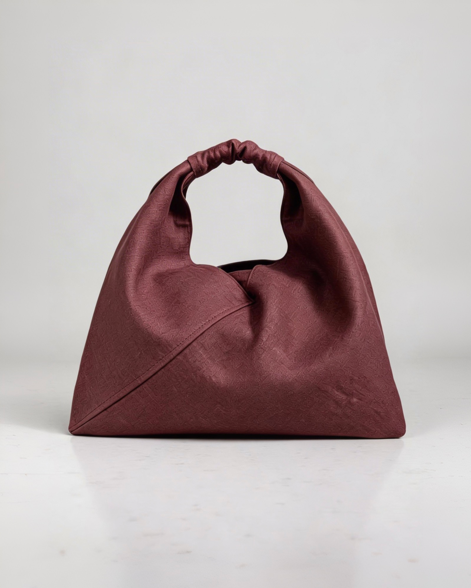 Burgundy linen origami bag small – handmade linen shoulder bag by Esra Kayira brand