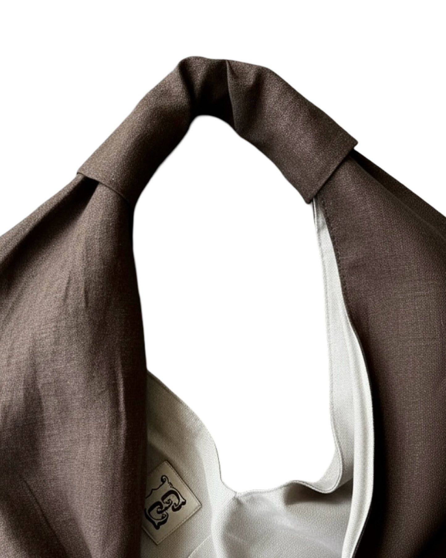 Dark brown linen origami bag small – handmade linen shoulder bag by Esra Kayira brand
