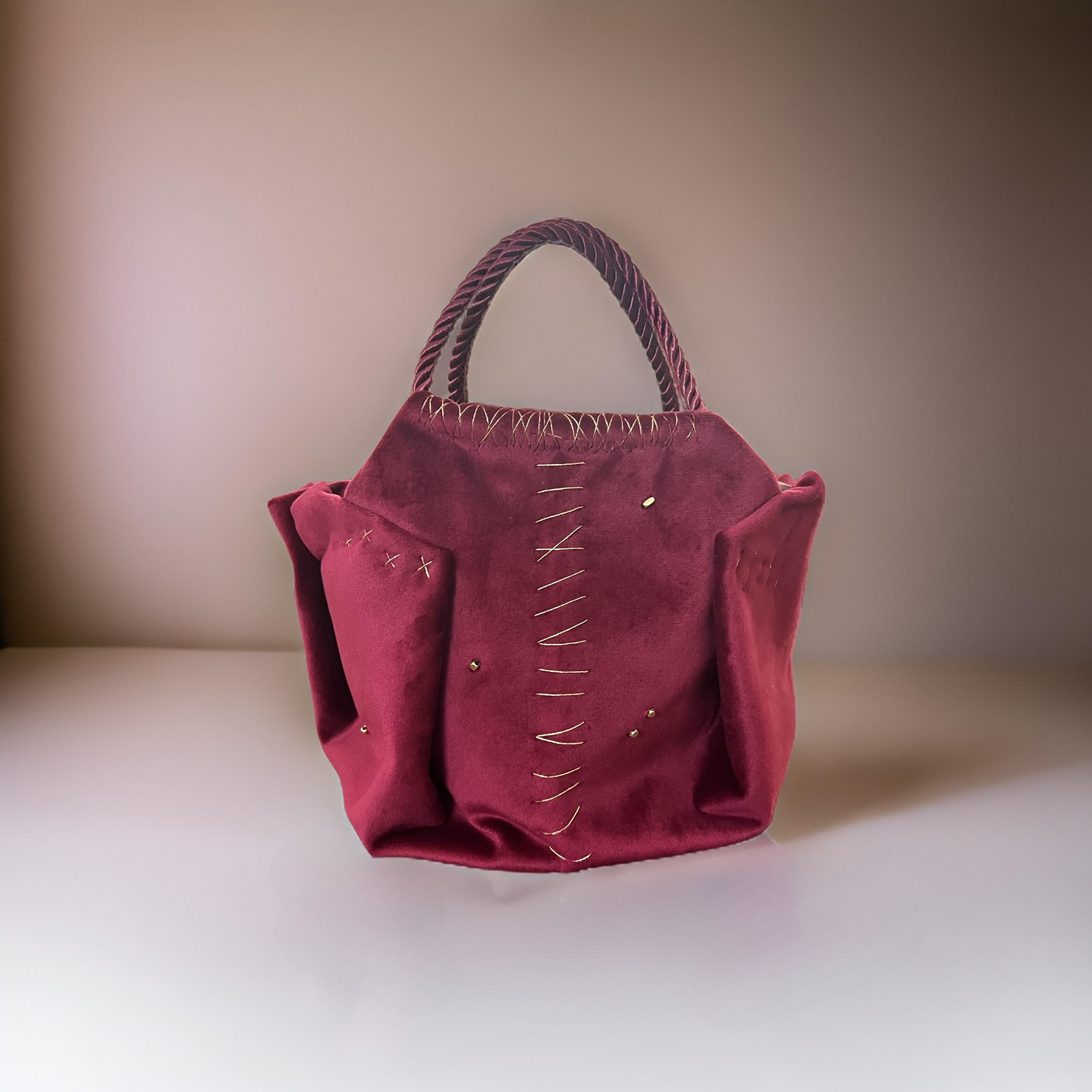 Mini burgundy bag handmade in Turkey by Esra Kayıra
