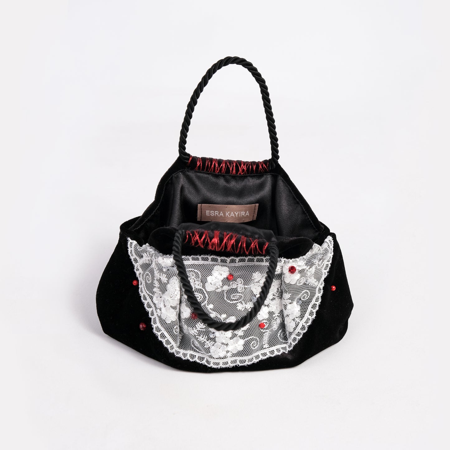 Mini velvet black bag handmade in Turkey by Esra Kayıra