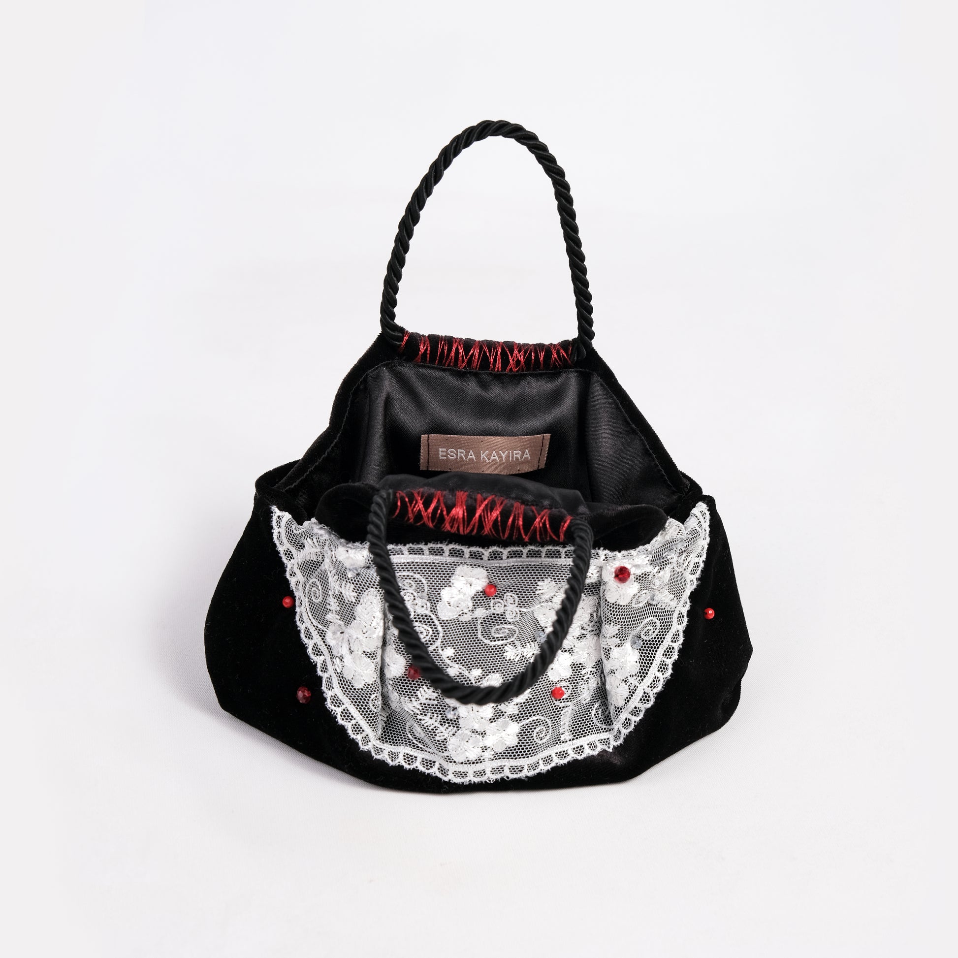 Mini velvet black bag handmade in Turkey by Esra Kayıra