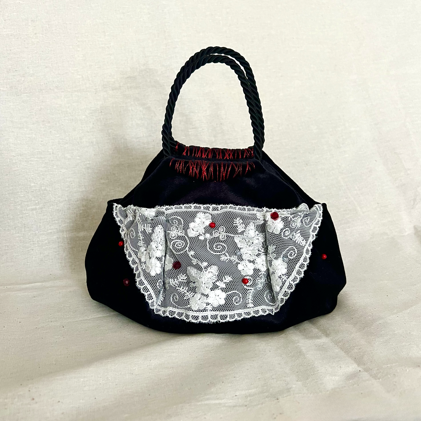 Mini velvet black bag handmade in Turkey by Esra Kayıra