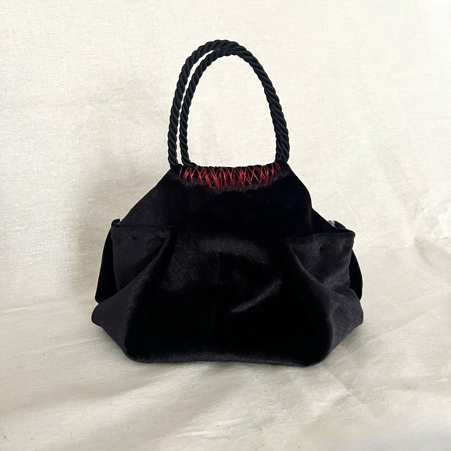 Mini velvet black bag handmade in Turkey by Esra Kayıra