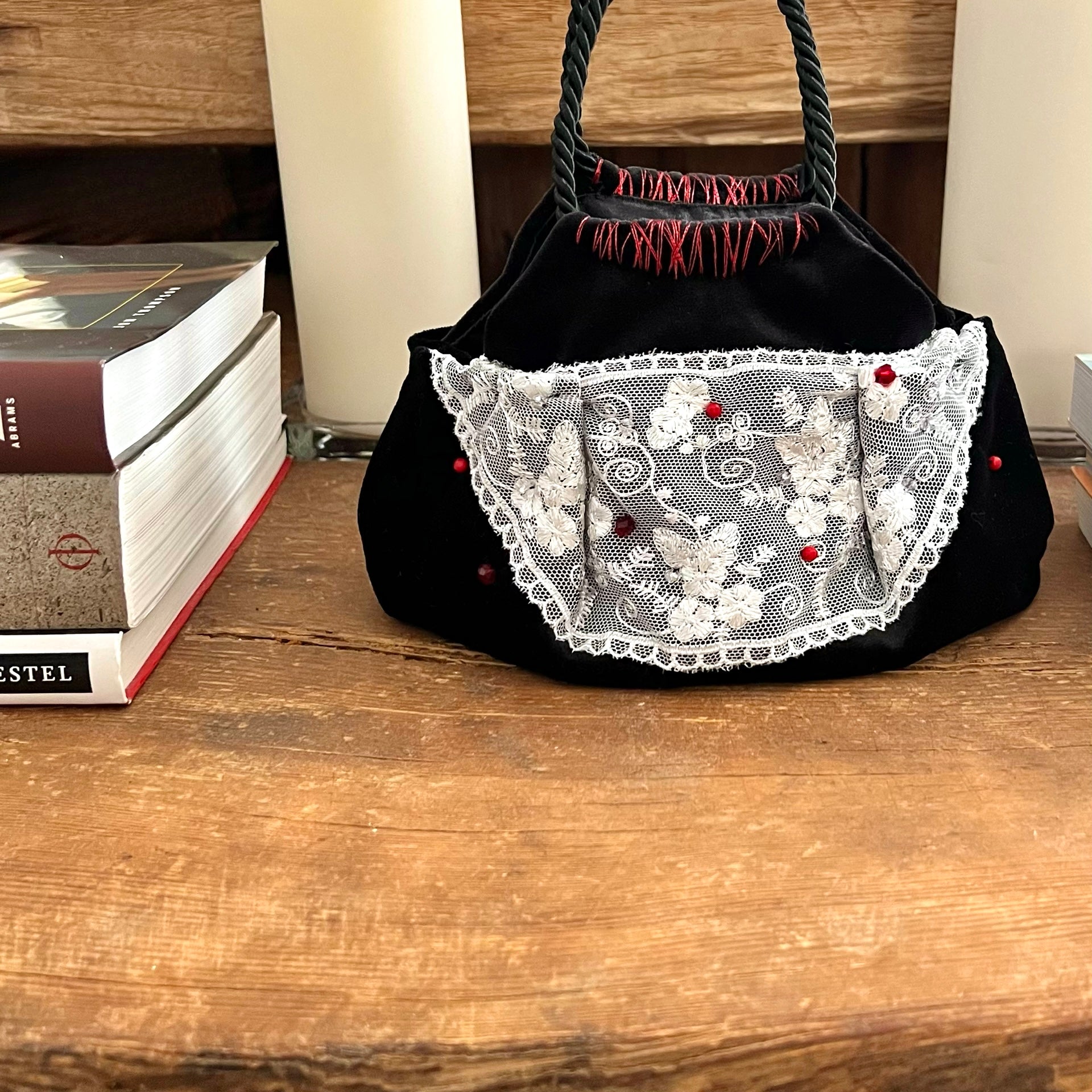 Mini velvet black bag handmade in Turkey by Esra Kayıra