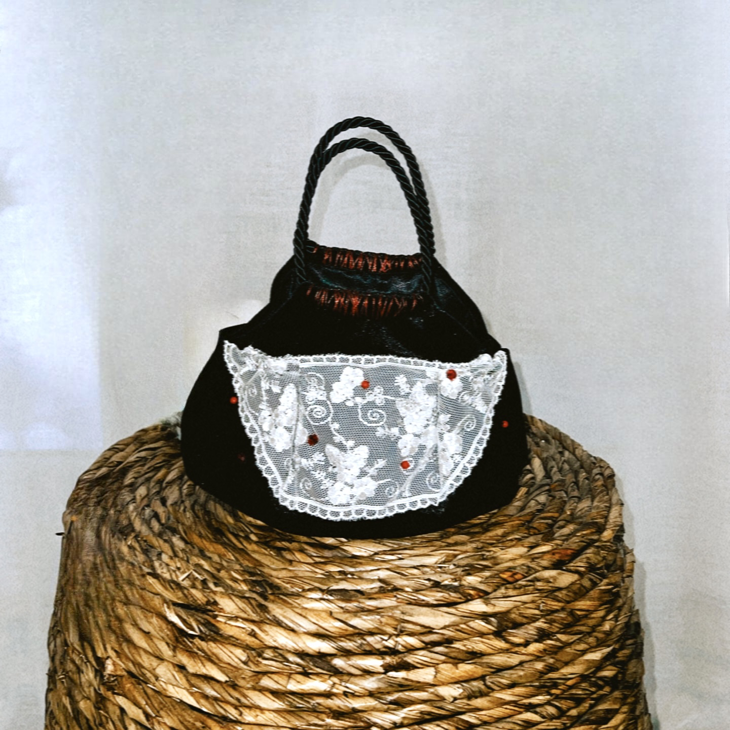 Mini velvet black bag handmade in Turkey by Esra Kayıra