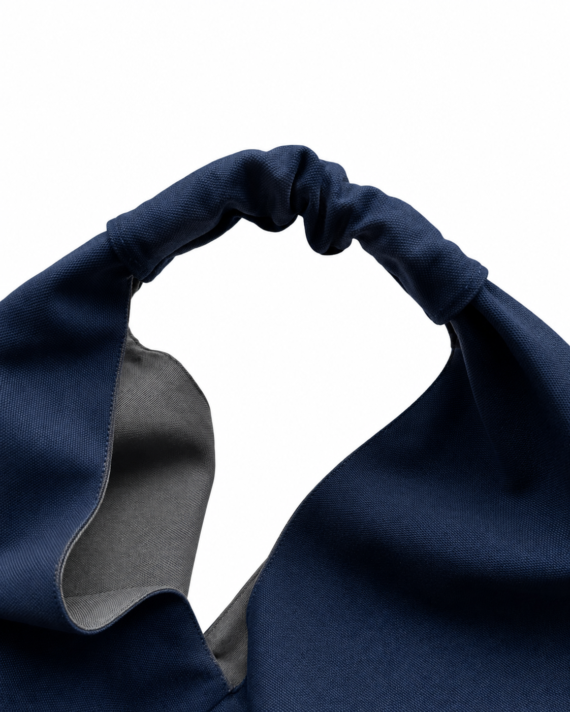 Navy, midi size canvas origami bag made in Turkey, by Esra Kayira brand. 