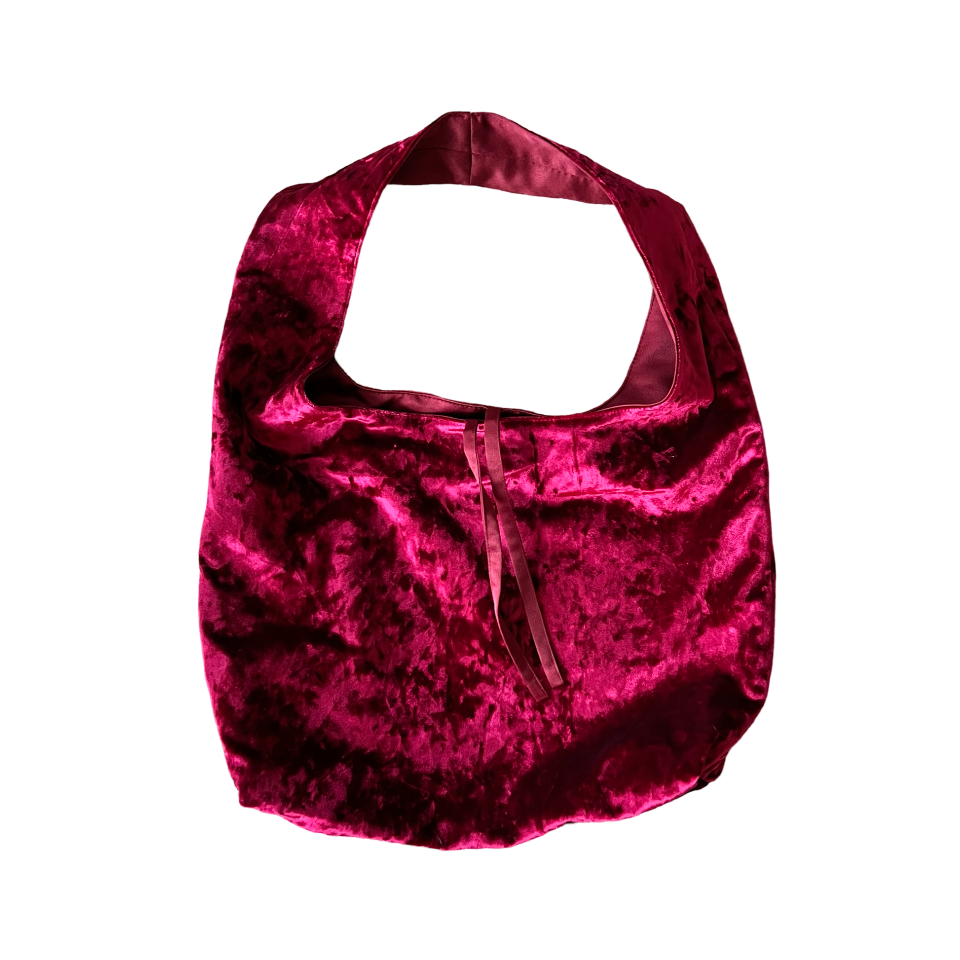 Red crushed velvet bag handmade in Turkey, Esra Kayira brand.