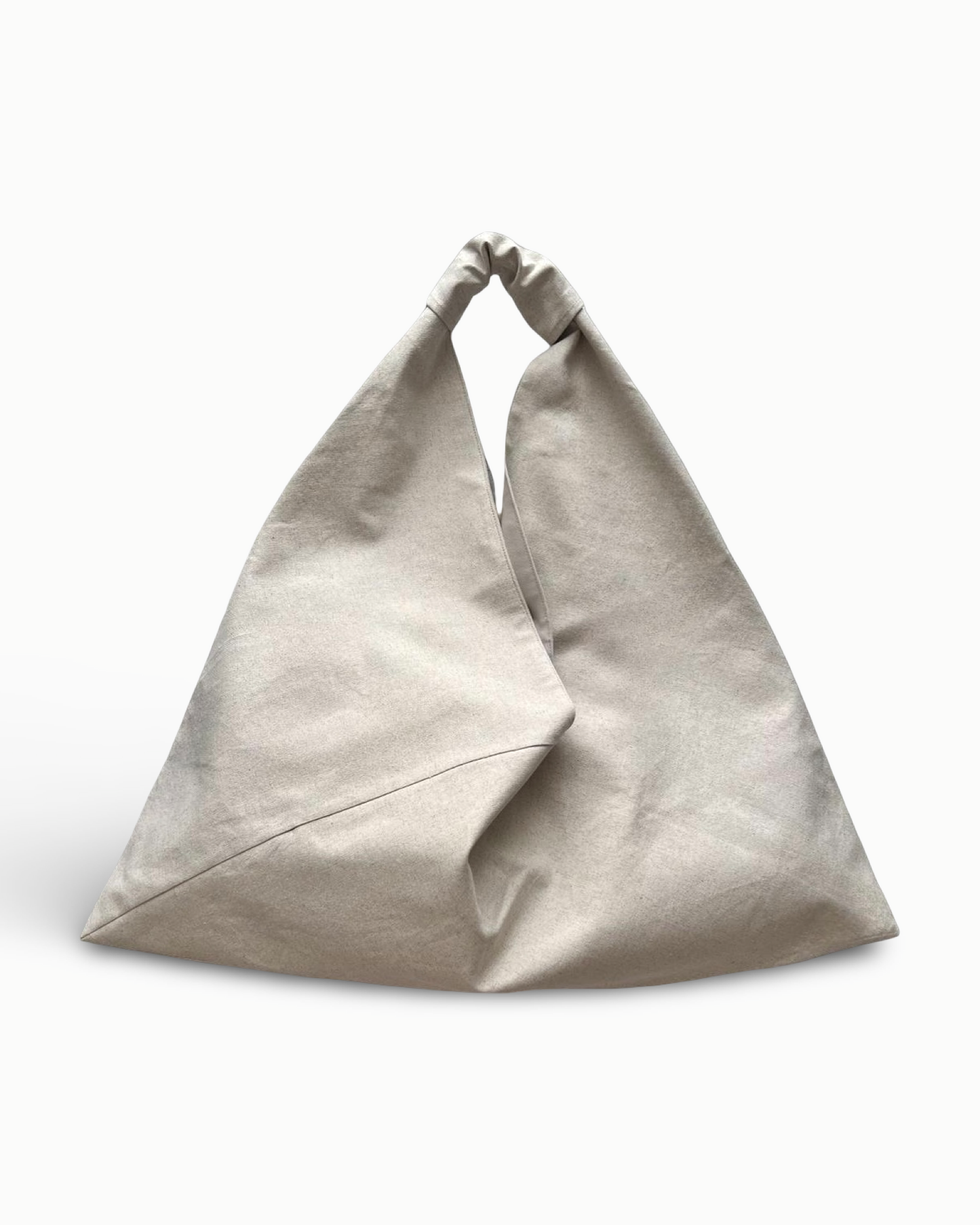Stone linen large origami bag handmade in Turkey, Esra Kayira brand.