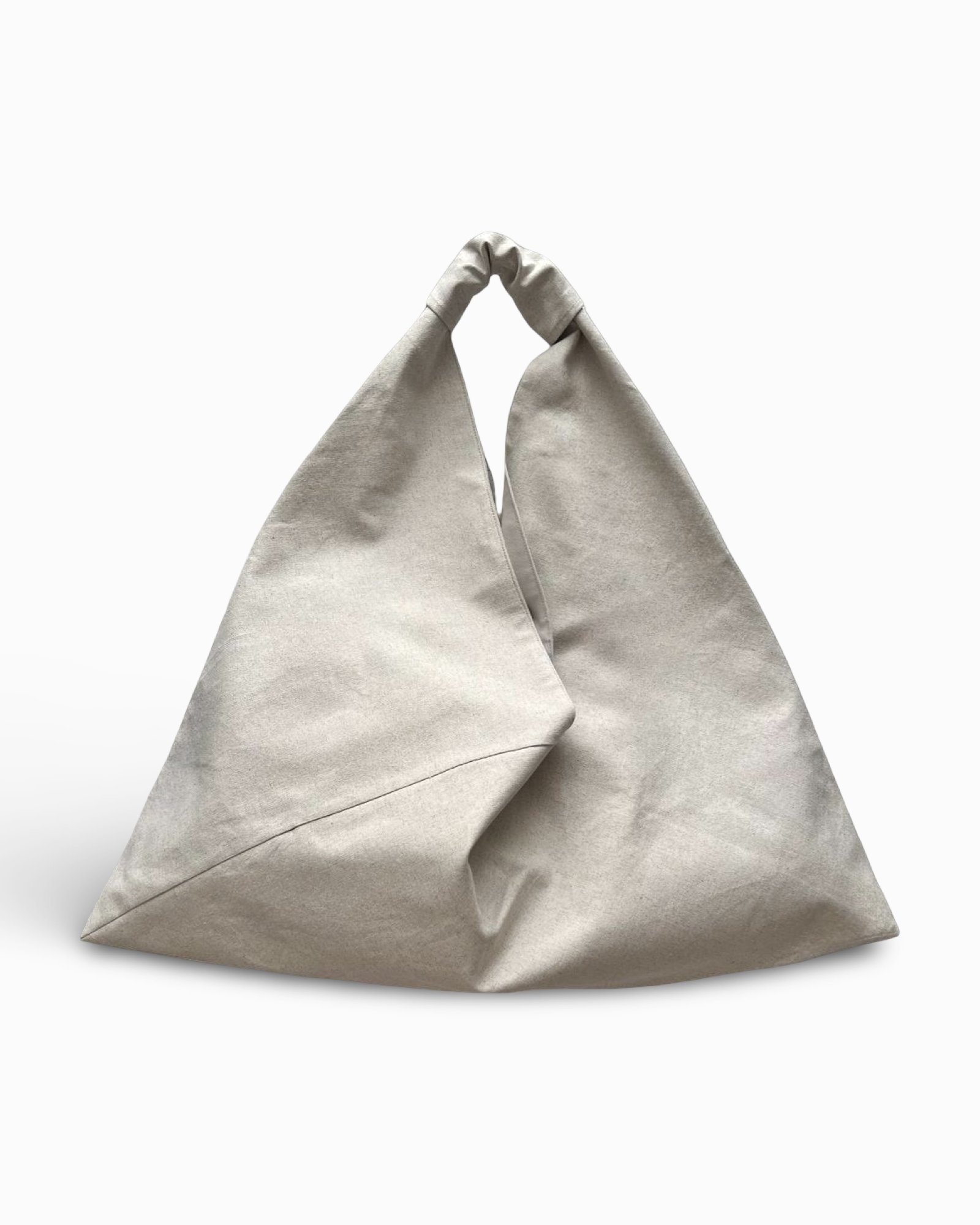 Stone linen large origami bag handmade in Turkey, Esra Kayira brand.